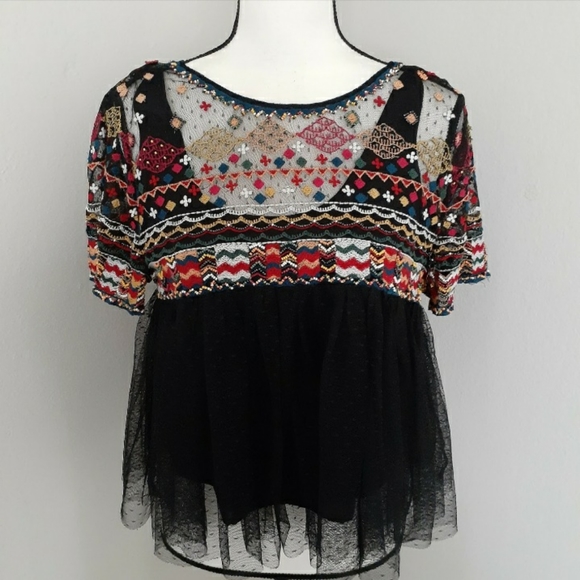 Zara Tops Zara Trafaluc Collection Embroidered Peplu Poshmark